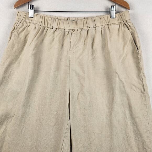Quince 100% European Linen Pants Women’s SZ XL Beige Cropped Pockets - Picture 4 of 12